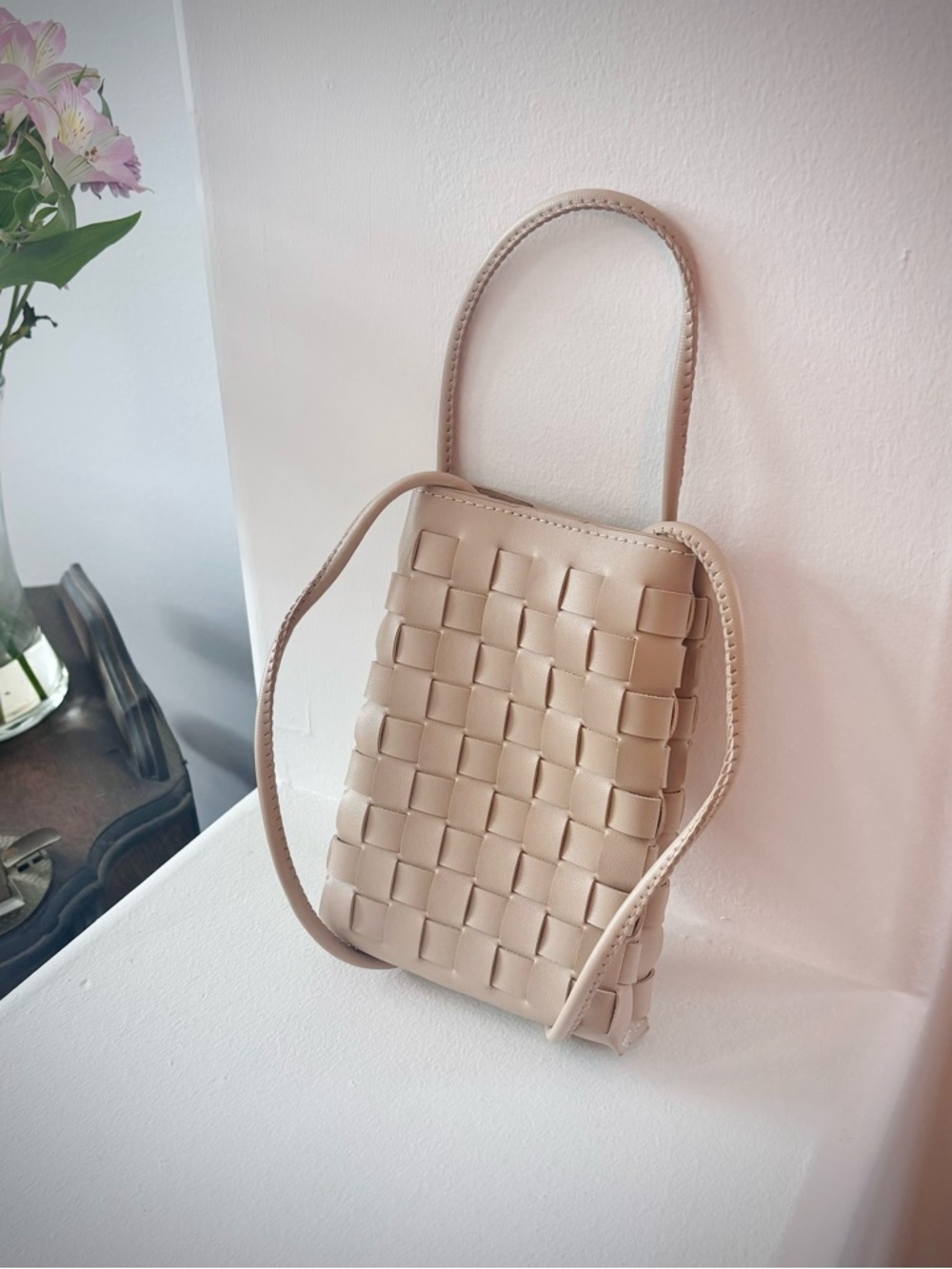 Waffle Knit 🧺 Vegan Leather Crossbody Bag